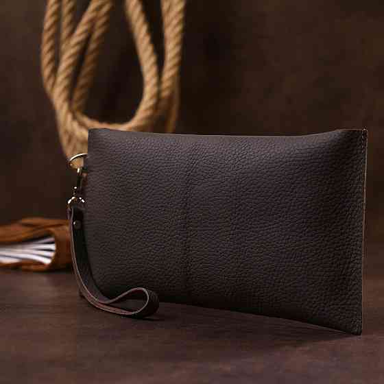 Шкіряна матова тревел-косметичка Shvigel 16418 Коричневий Київ