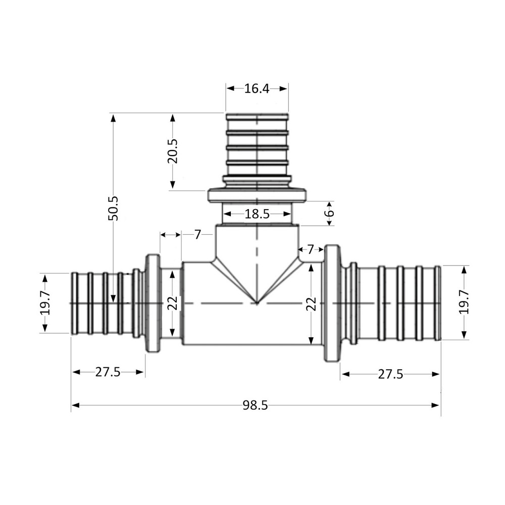 Трійник натяжний Icma No1039 d25х20х25 851039GXGWGX05 Київ - фото 2