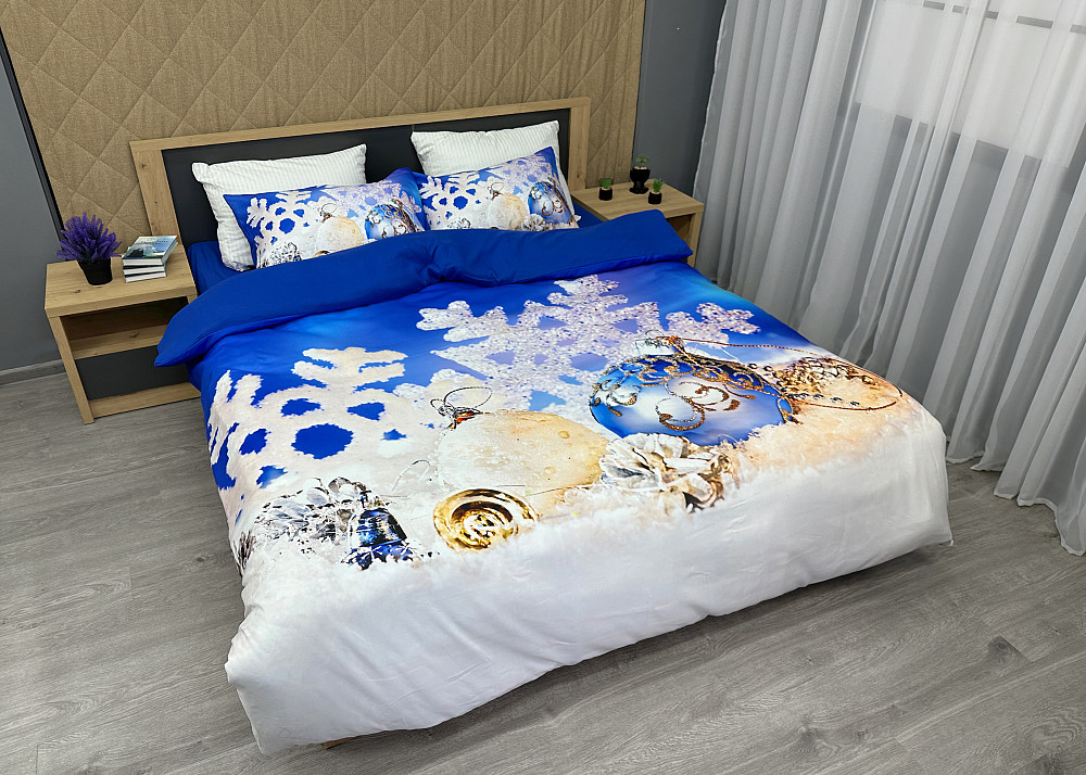 Комплект постільної білизни Фланель, Євро 200х220 з Різдвяним (Новорічним) принтом (88-199) Київ - фото 3