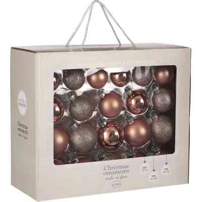 Ялинкова іграшка House Of Seasons Скляні кульки 42 шт D7 см D6 см D5 см Темно-рожеві (8720362102939) Вінниця