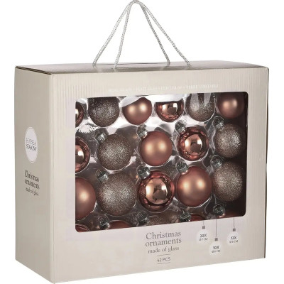 Ялинкова іграшка House Of Seasons Скляні кульки 42 шт D7 см D6 см D5 см Темно-рожеві (8720362102939) Вінниця - фото 2