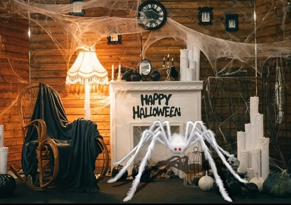 Паук на Хэллоуин декоративный 150 см белый Киев - изображение 2