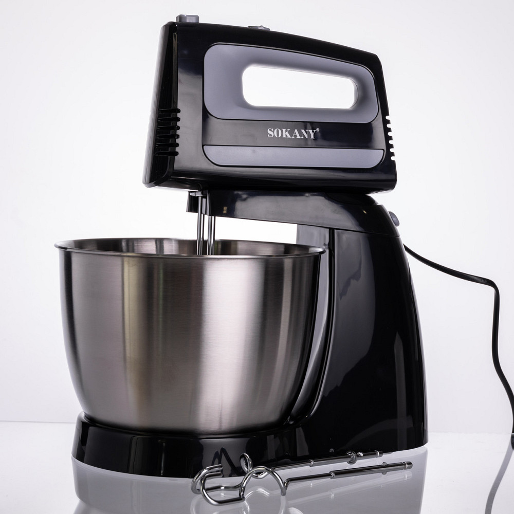 Sokany Стаціонарний міксер Sokany CX-6622 з чашею 3,5 л, 400 Вт, 5 швидкостей, 2 насадки Чорний Киев - изображение 1
