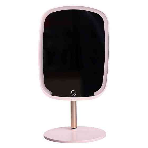 Настільне дзеркало з підсвічуванням 23х18 см для макіяжу на ніжці Рожеве HP-10-6AP Київ