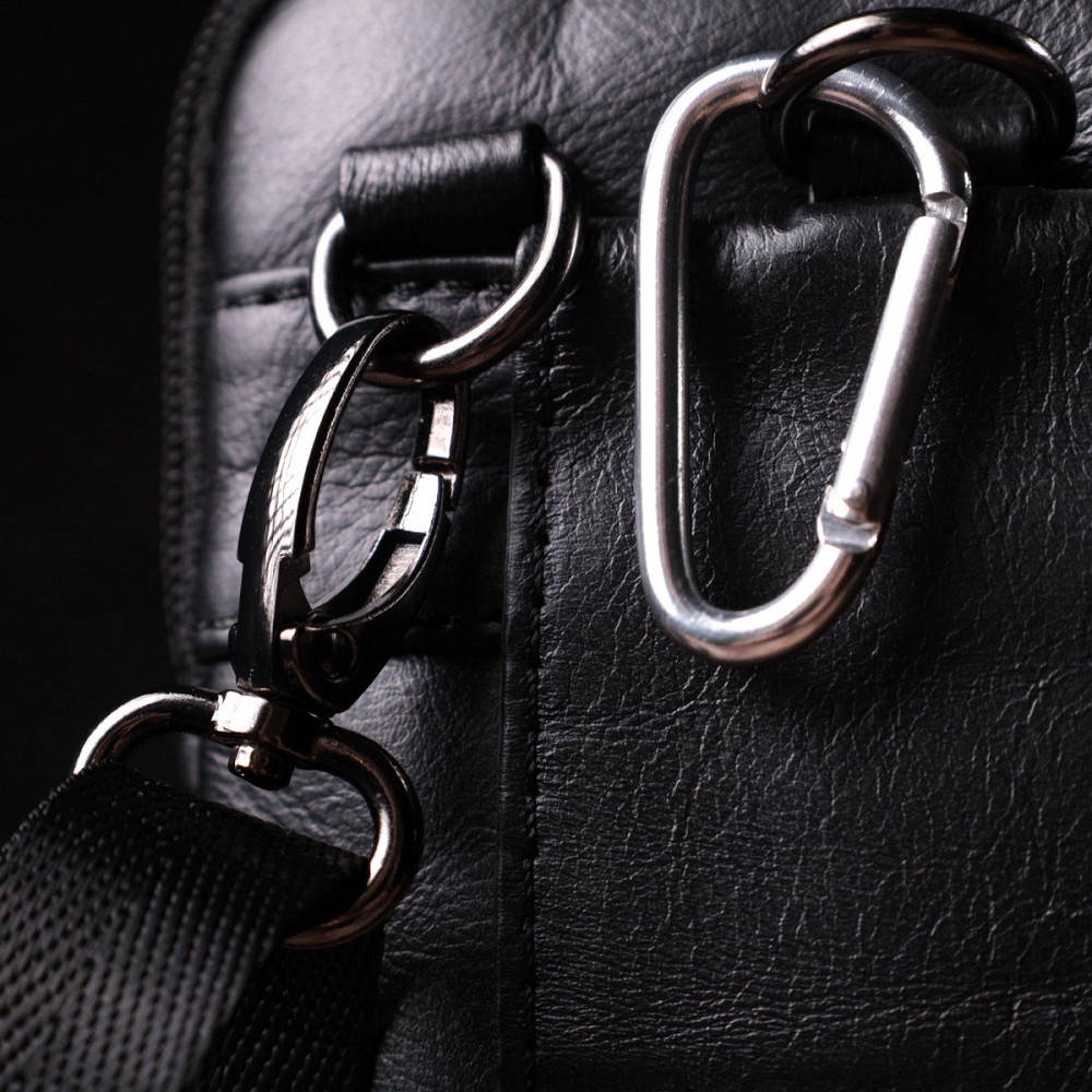 Вертикальная мужская сумка на пояс из натуральной кожи Vintage 22563 Черный Киев - изображение 8