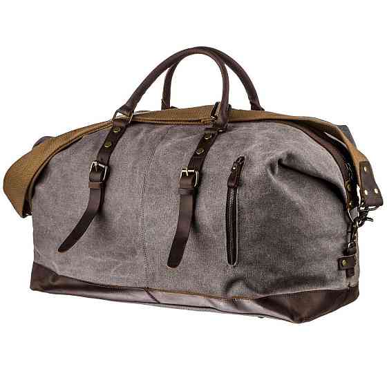 Вместительная дорожная сумка canvas Vintage 20131 Светло-серая Киев