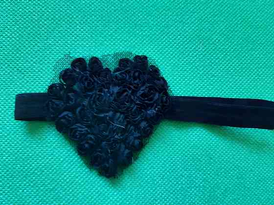 Детская повязка черная - сердечко 7см, размер универсальный (на резинке) Киев