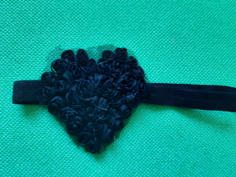 Детская повязка черная - сердечко 7см, размер универсальный (на резинке) Киев - изображение 1