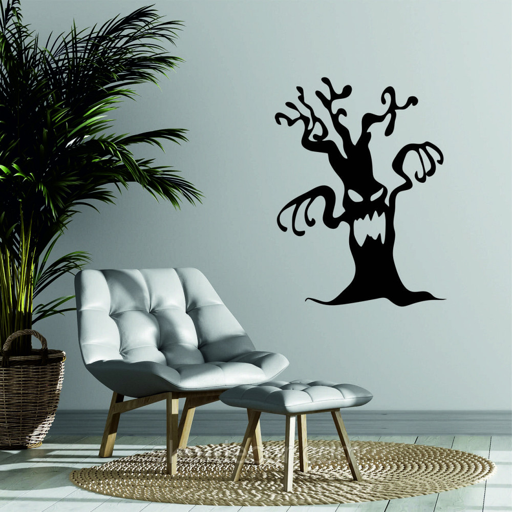 Декоративне настінне Панно «Хелловіїн, силует дерева», Декор на стіну 90*67 см, Чорний Київ - фото 3