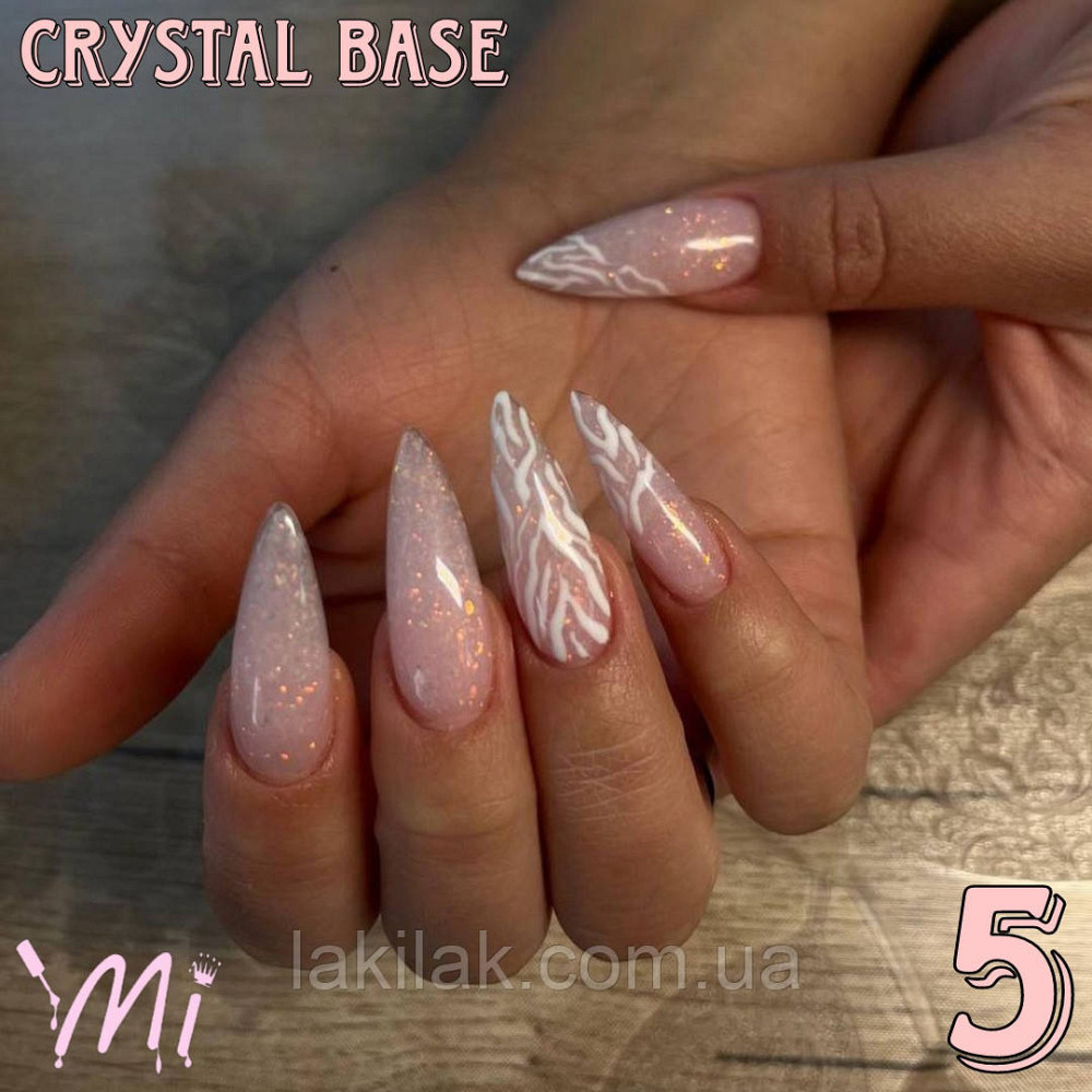 Crystal base Mi #5 (молочно-рожева база з золотими пластівцями юккі) 30мл (баночка) Херсон - фото 1