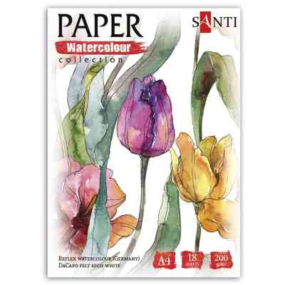 Бумага для рисования Santi набор для акварели Flowers, А4 Paper Watercolor Collection, 18 листов, 200г/м2 (130502) Винница