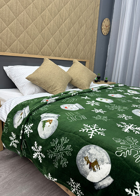 Плед-покривало Decorator WellSoft 150х210 см з різдвяним принтом Зелений (87-169) Київ - фото 6