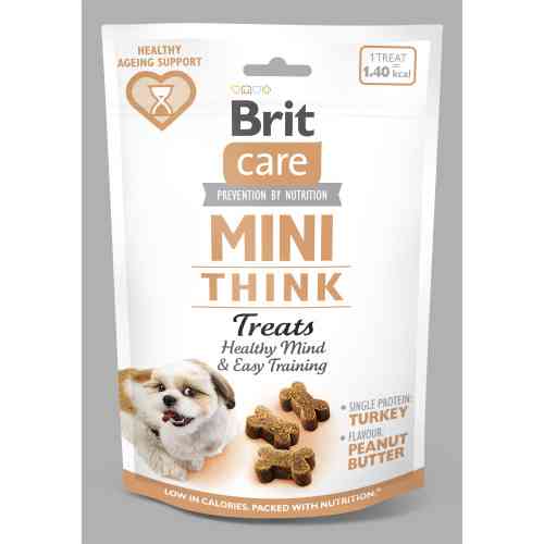 Ласощі Brit Care Mini Treats Think для собак малих порід для розумових здібностей індичка смак арахісове масло 50 г Київ