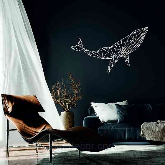 Декоративное настенное Панно «Кит», Декор на стену 50*30 см, Белый Киев