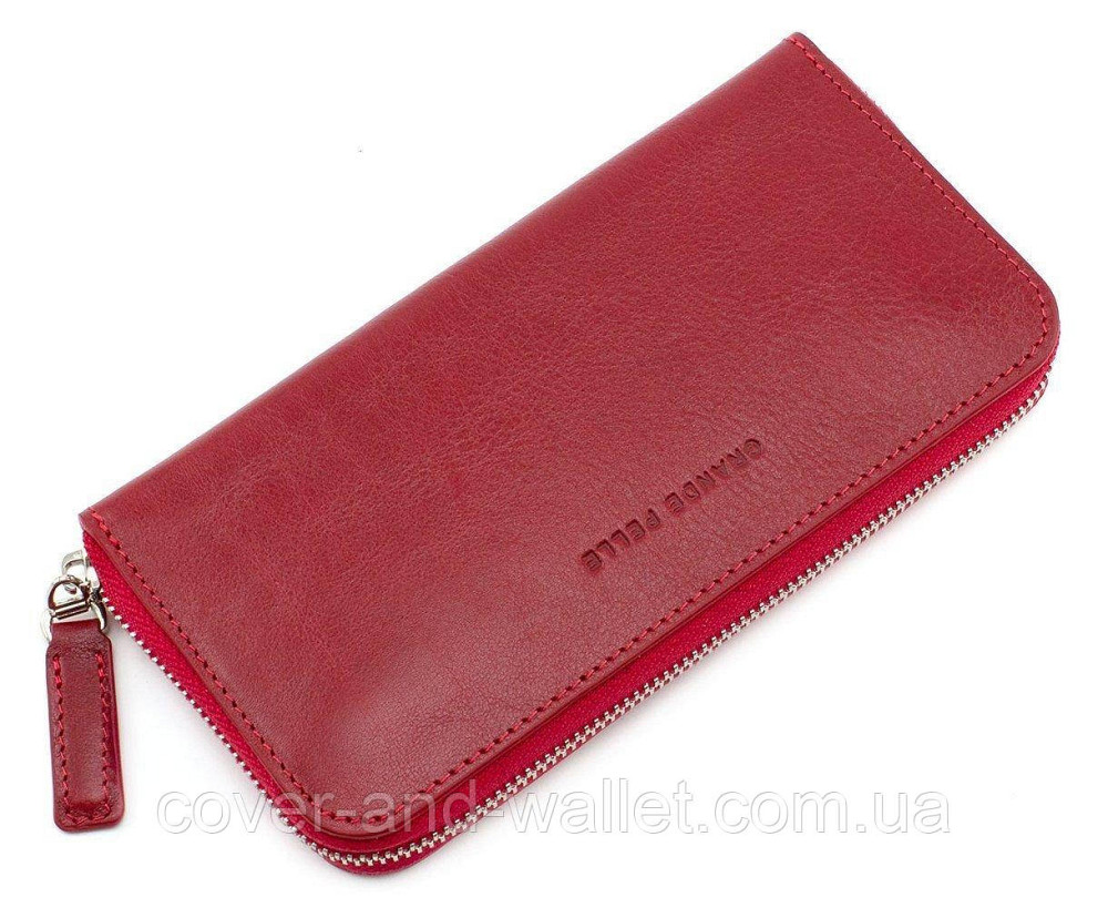Красный женский кошелёк на молнии ручной работы Grande Pelle Serpente 532660 Киев - изображение 9