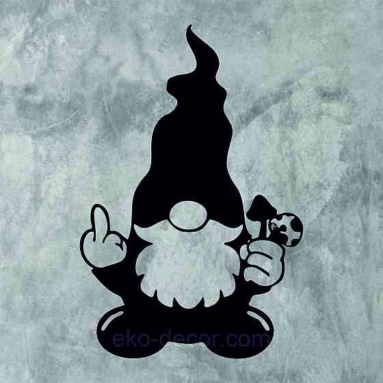 Декоративное настенное Панно «Гном», Декор на стену 90*60 см, Черный Киев