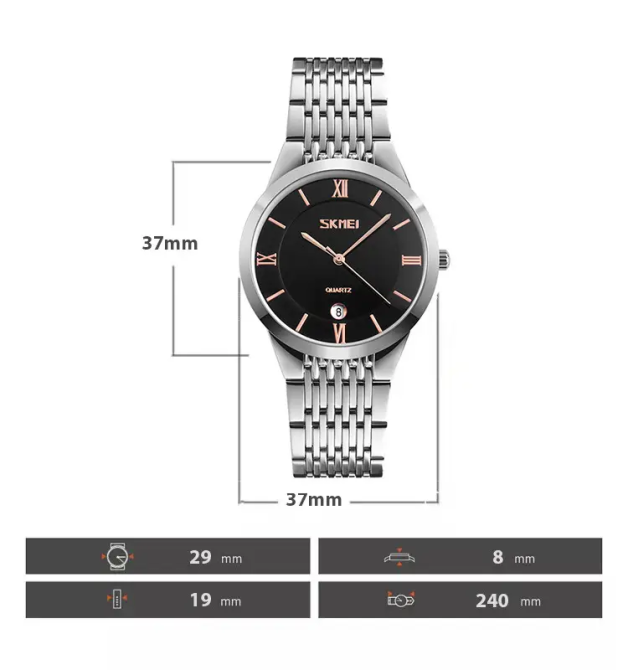 Чоловічий кварцовий годинник Skmei 9139 (Чорний циферблат із золотистими стрілками) Вінниця - фото 2