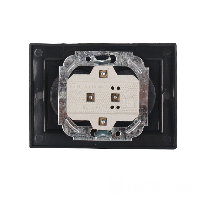 Розетка двойная без заземления 16A, Enzo безупречный графит Днепр - изображение 2