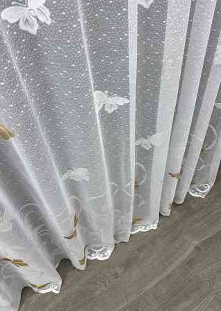 Тюль жакард колір білий з коричневим 1886т Київ