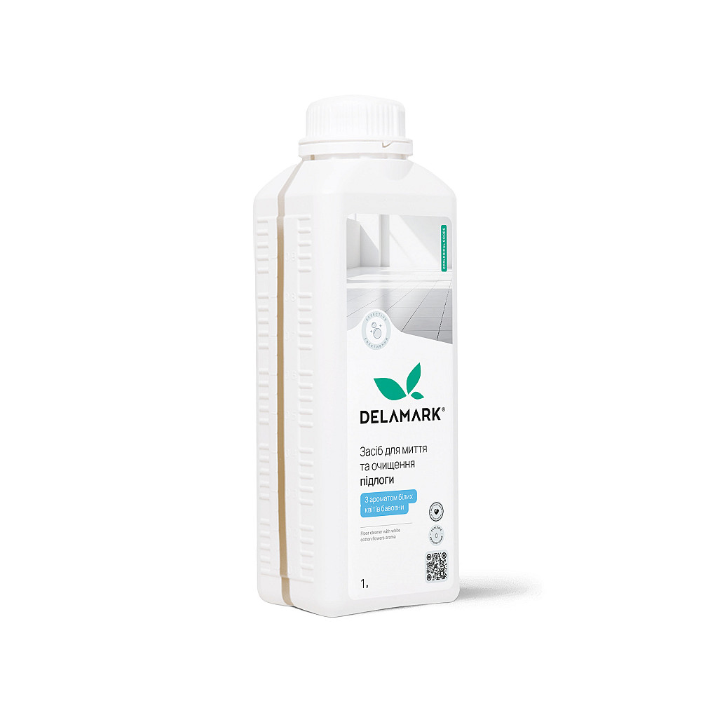 Средство для мытья полов белые цветки хлопка DeLaMark 1 л Киев - изображение 2