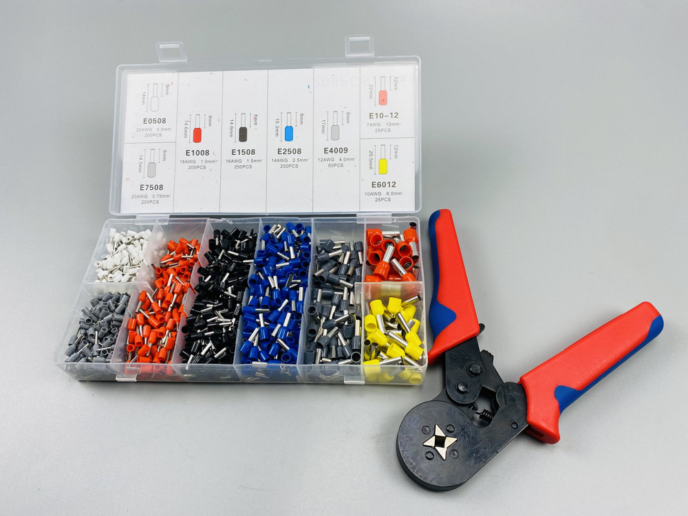 Набір наконечників для автопроводу 1200шт (8 видів)+ обтискні щипці 6 граней, набір обтискних інструментів Мукачево - фото 4