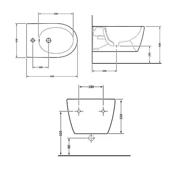 Біде підвісне Qtap Swan 520х360х320 White QT16555378W Київ