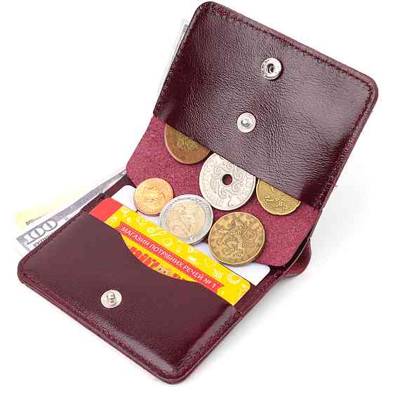 Жіноче глянсове шкіряне портмоне Shvigel 16609 Вишневий Київ