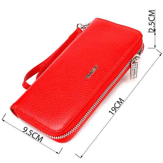 Яскравий гаманець для жінок з натуральної зернистої шкіри CANPELLINI 21615 Червоний Київ