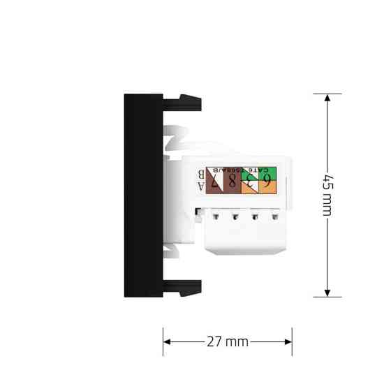 Інтернет-розетка RJ-45 (8P8C Cat.6) LIVOLO, чорна, модуль 0.5 поста, з шторкою (VL-FCCP-1BP) Коломыя