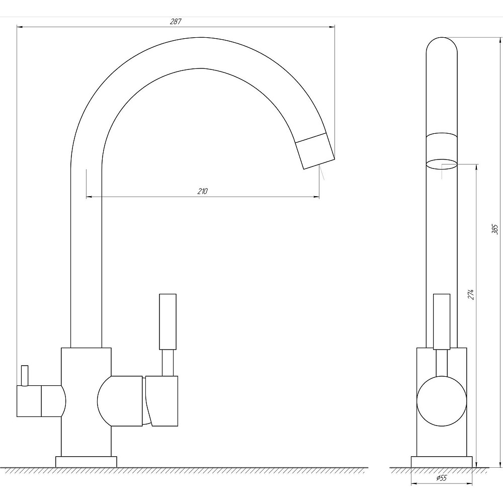 Змішувач для кухні під осмос Globus Lux LAZER GLLR-0333-8-StSTEEL Луцк - изображение 5