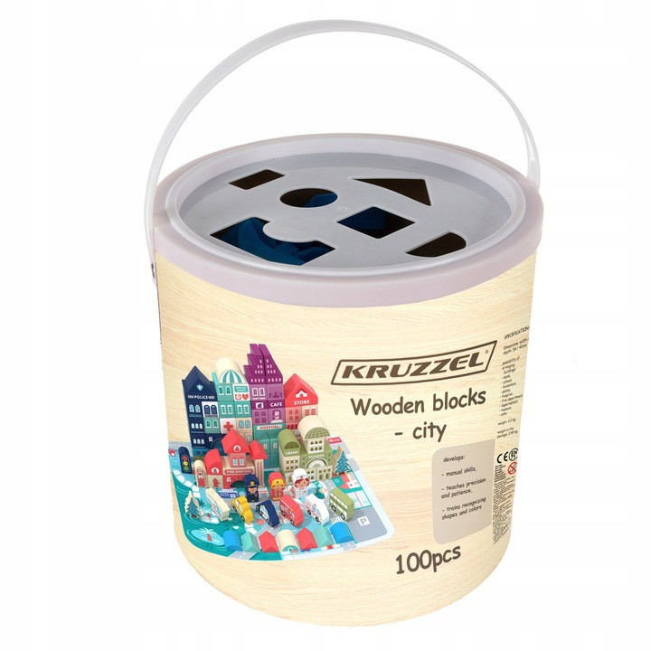 Детский Деревянный конструктор - город из 100 элементов с ковриком + сумка Kruzzel (19159) Нововолынск - изображение 8