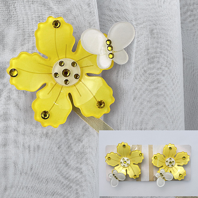 Магниты для штор и гардин Весна набор 2 шт Желтый с белым (81-316) Киев - изображение 1