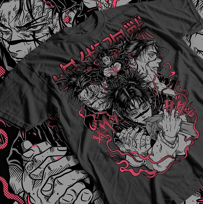 Футболка аниме Магическая битва оверсайз (S/M/L) Черний AnimeJ0441 Днепр - изображение 5