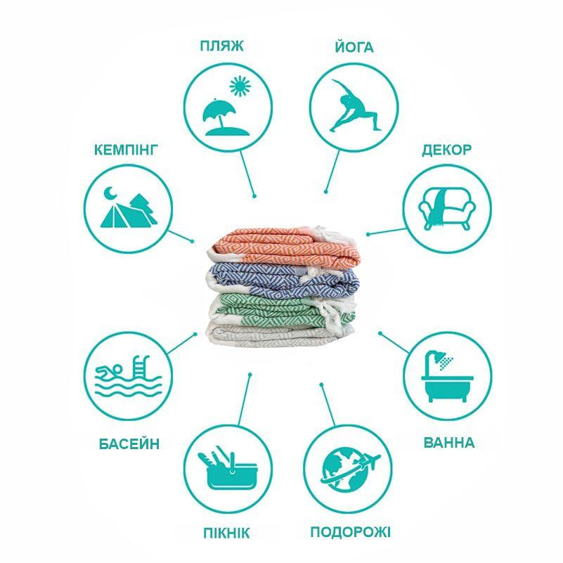 Турецкие пляжные полотенца Lovely Svi - Пештемаль - XХL (100 на 180 см) - хлопок -Кораловый Киев - изображение 7
