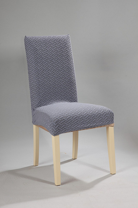 Універсальний натяжний чохол накидка на стілець зі спинкою натяжний жакард цеглинки Royan 0070 Біла Церква - фото 1