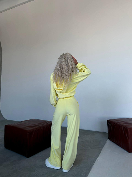 Жіночий велюровий костюм-трійка: кофта корсет і штани Лимонний, 48/52 Одеса - фото 3