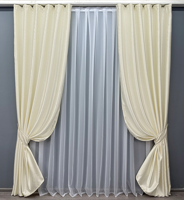 Комплект готових штор VR-Textil Софт № 1733ш Молочний 150х270 см 2шт (33-0707) Київ - фото 2