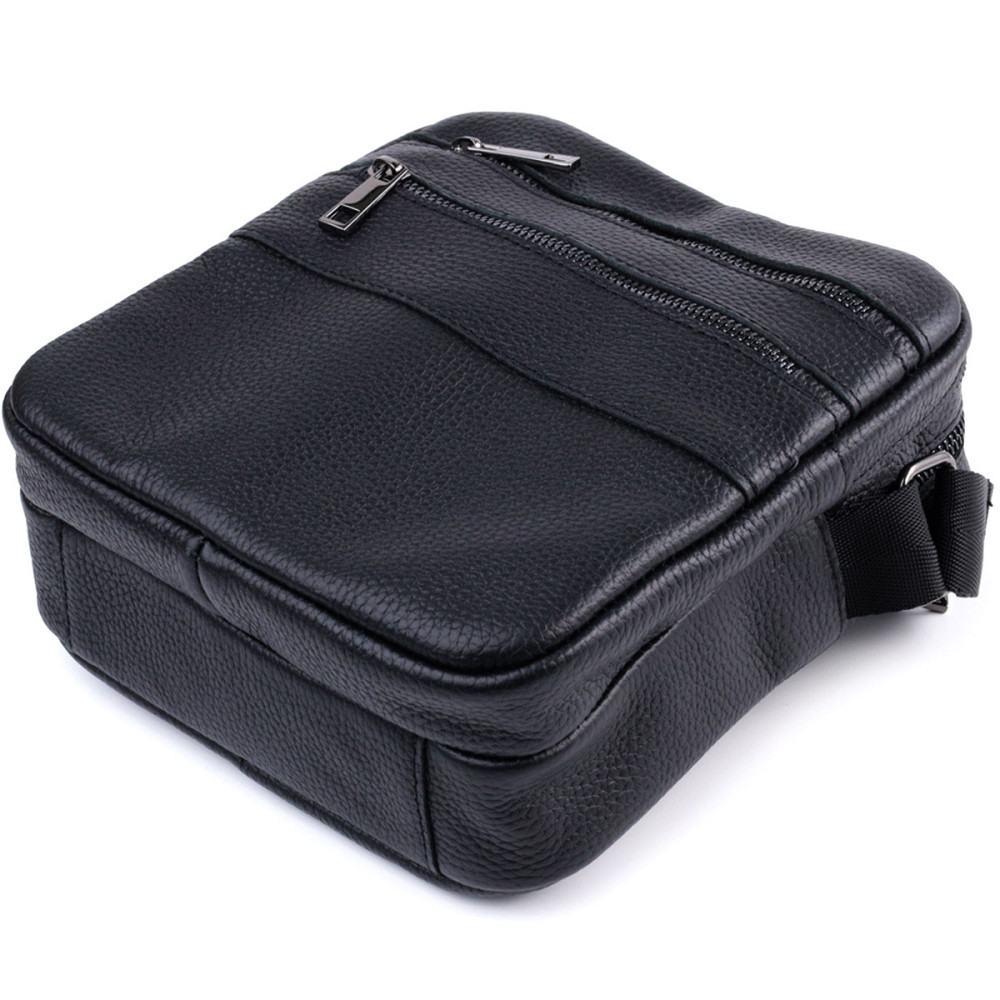 Мужская сумка мессенджер из зернистой натуральной кожи Черная (SHVIGEL) Киев - изображение 9