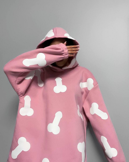 Женское теплое ОХУЕ*** худи оверсайз кроя на фиксаторах трехнитка на флисе Одесса - изображение 8