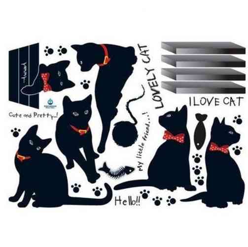 Наклейка на стіну Коти 60 на 30 см чорний Київ