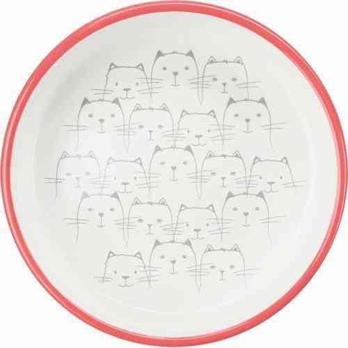 Миска Trixie для котів коротконосих порід, керамічна, 15 см, 300 мл (коралова/біла) Вінниця