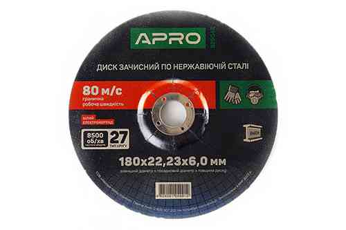 Диск зачисний за неіржавкою сталі (INOX) 230х6.0х22.2 мм (5 шт.) APRO Рівне