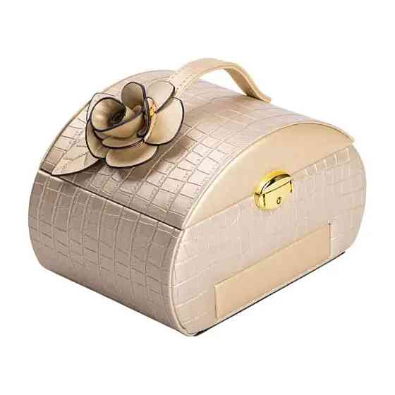 Шкатулка для прикрас з еко-шкіри, 3 яруси, з замком Київ