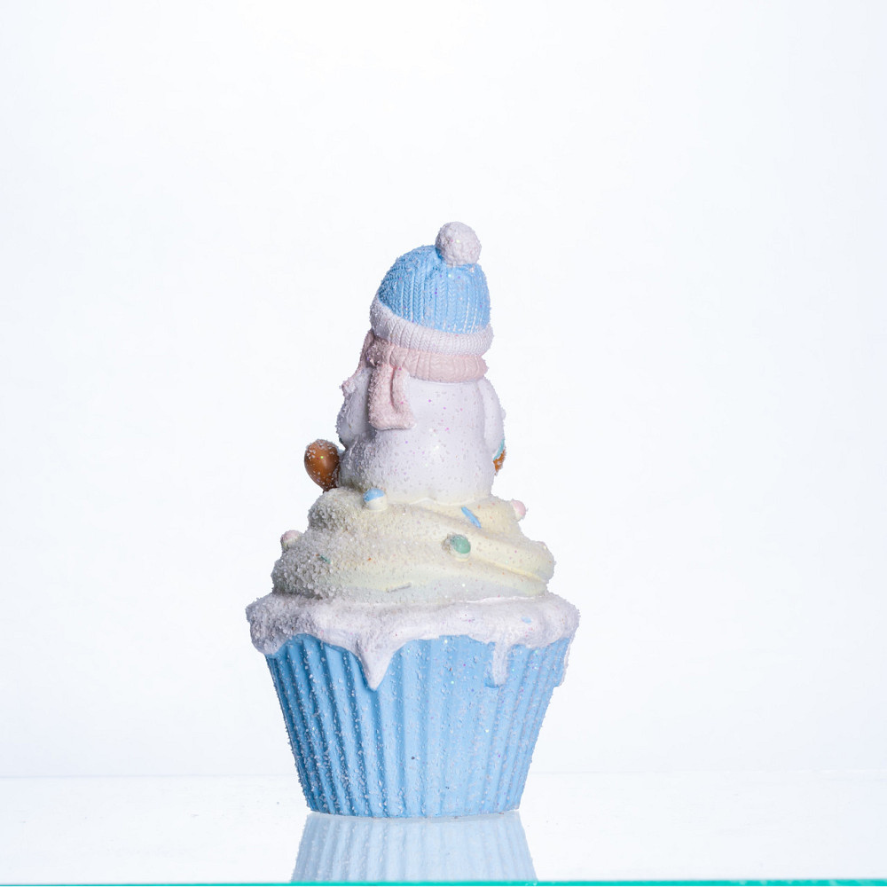 Yiwu Новорічна декоративна фігурка з підсвіткою 10×10×17.5 см Новорічний декор Сніговик на кекс Коломия - фото 2