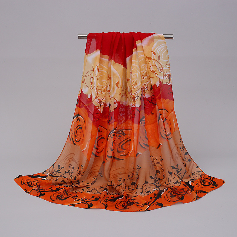 Шифоновый шарфик с цветочками 145 на 48 см разноцветный Киев - изображение 1