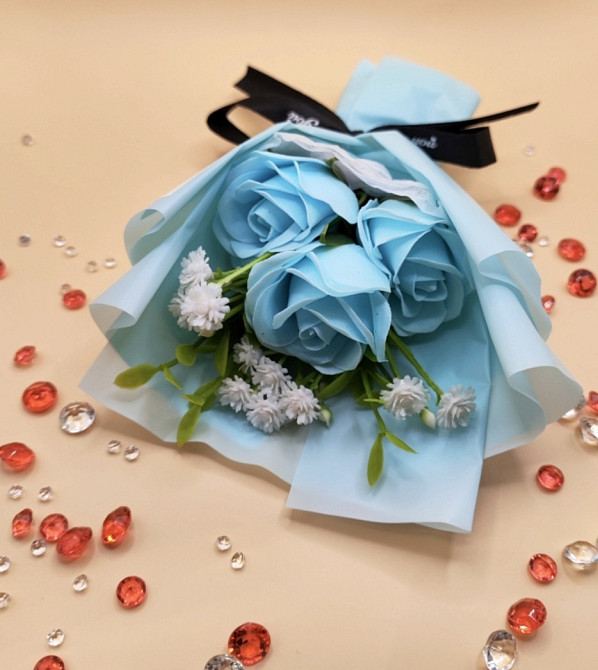 Мило-букет "Троянда" Рожевий Блакитний Сміла - фото 2