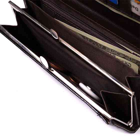 Горизонтальный женский кошелек из качественной экокожи KIVI 19087 Черный Киев