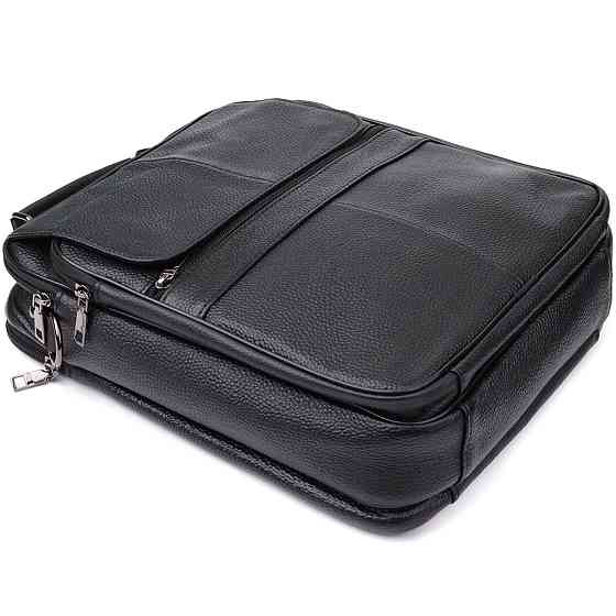 Чоловіча сумка з ручкою для перенесення в руці з натуральної шкіри Vintage 23026 Чорний Київ