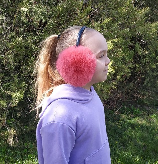 Наушники меховые детские из кролика Кораловый Харьков - изображение 1