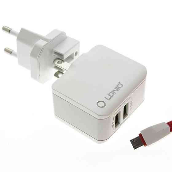 Мережевий адаптер (зарядний пристрій) LDNIO A2203 2xUSB 2.4 A + кабель Lightning Полтава